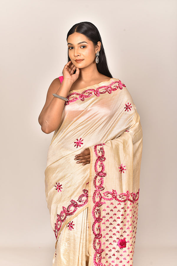 CHANDERI FULKARI COTTON SAREE