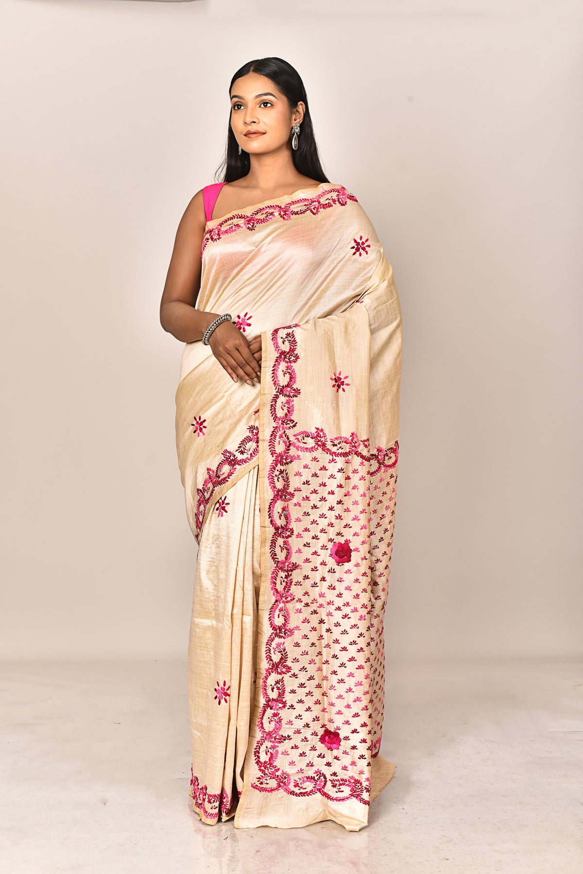 CHANDERI FULKARI COTTON SAREE