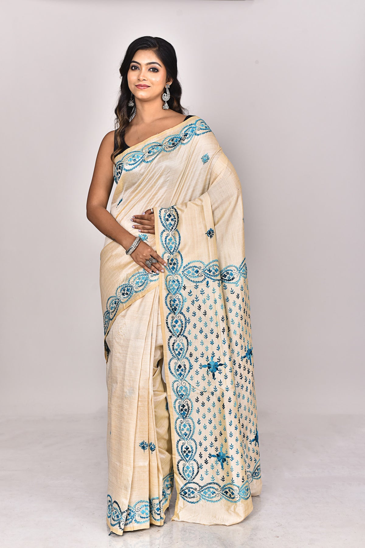 CHANDERI FULKARI SILK SAREE