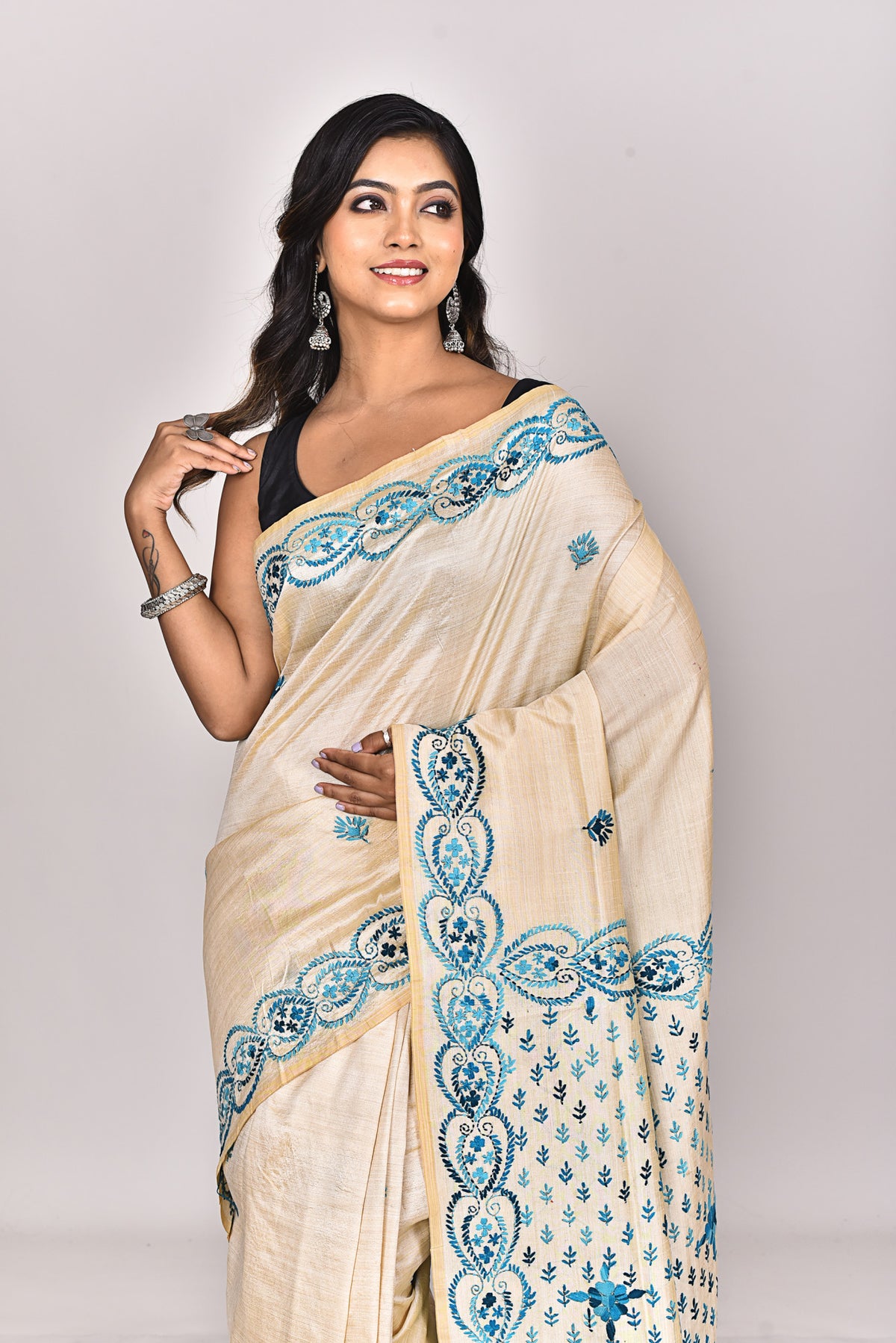 CHANDERI FULKARI SILK SAREE