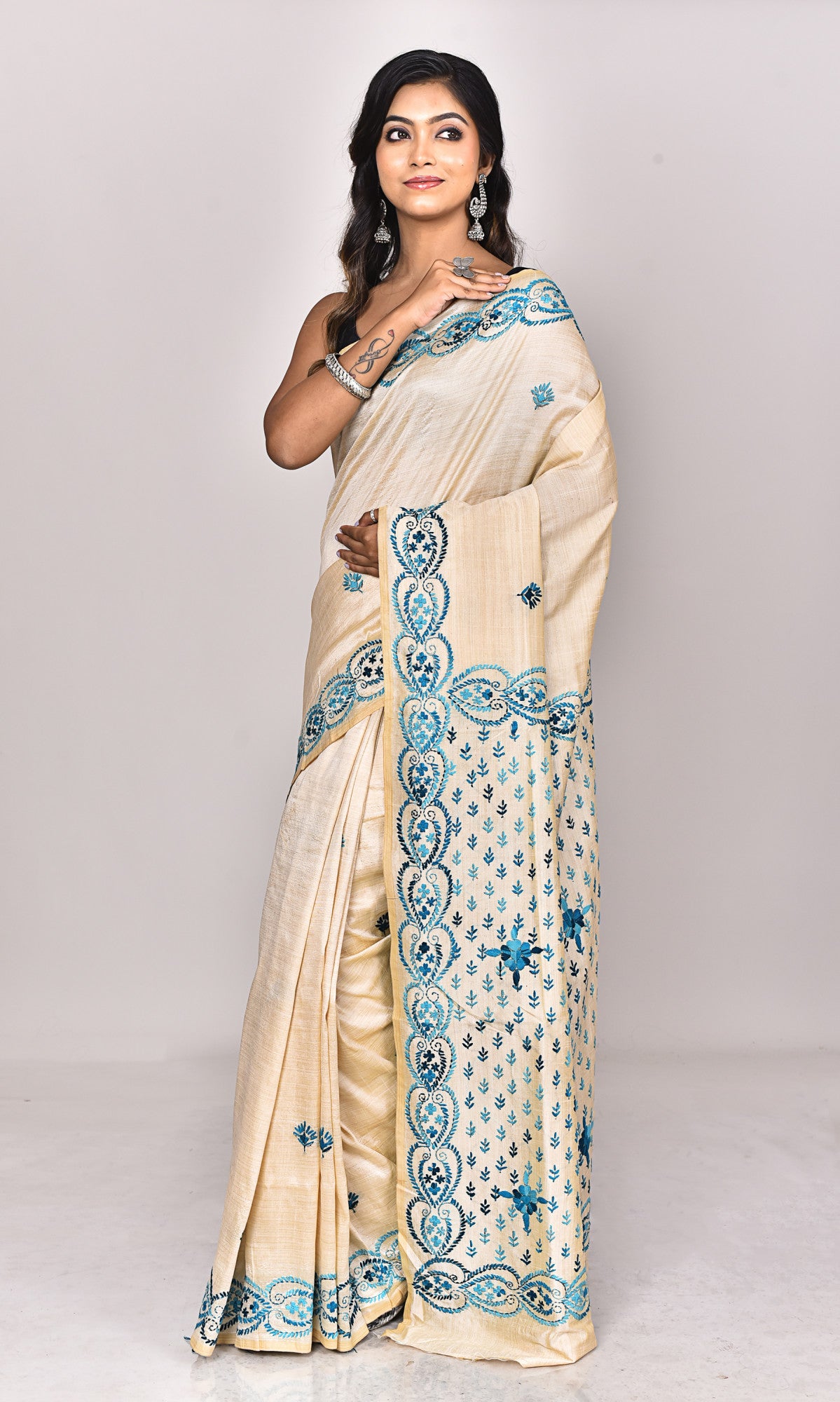 CHANDERI FULKARI SILK SAREE