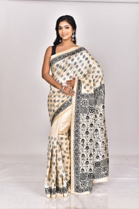 CHANDERI BLOCK FULKARI SAREE