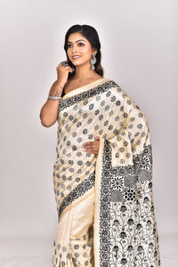 CHANDERI BLOCK FULKARI SAREE
