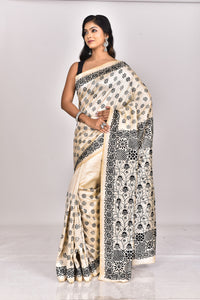 CHANDERI BLOCK FULKARI SAREE