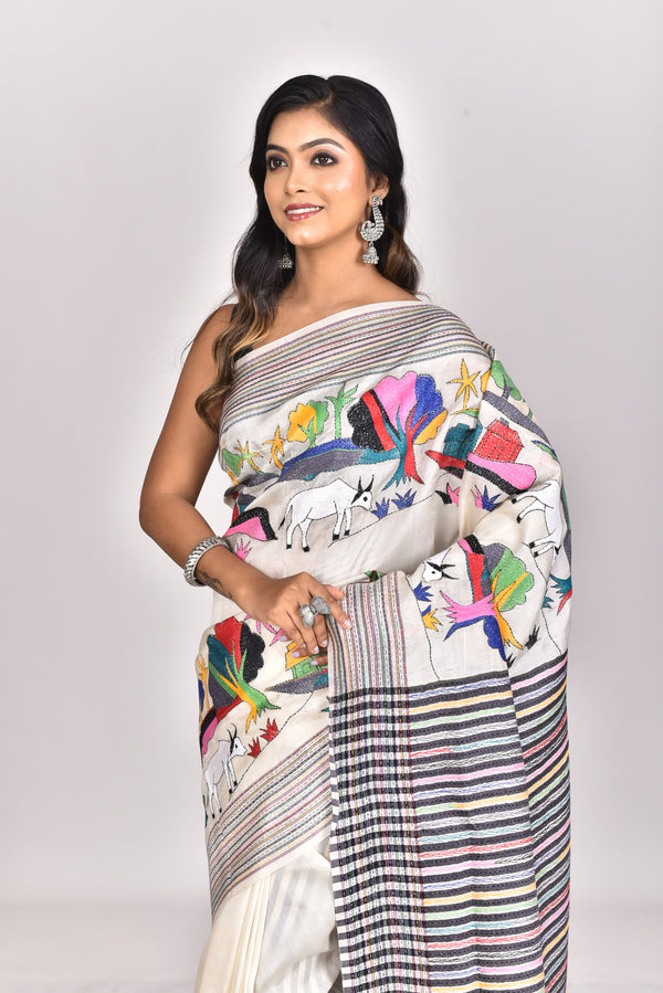 JALCHURI SILK KANTHA SAREE