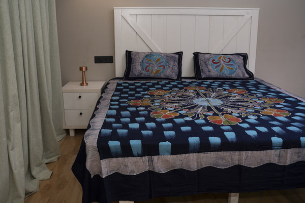 Designer Cotton Multicolor Batik Bedsheet (Double)