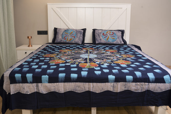 Designer Cotton Multicolor Batik Bedsheet (Double)