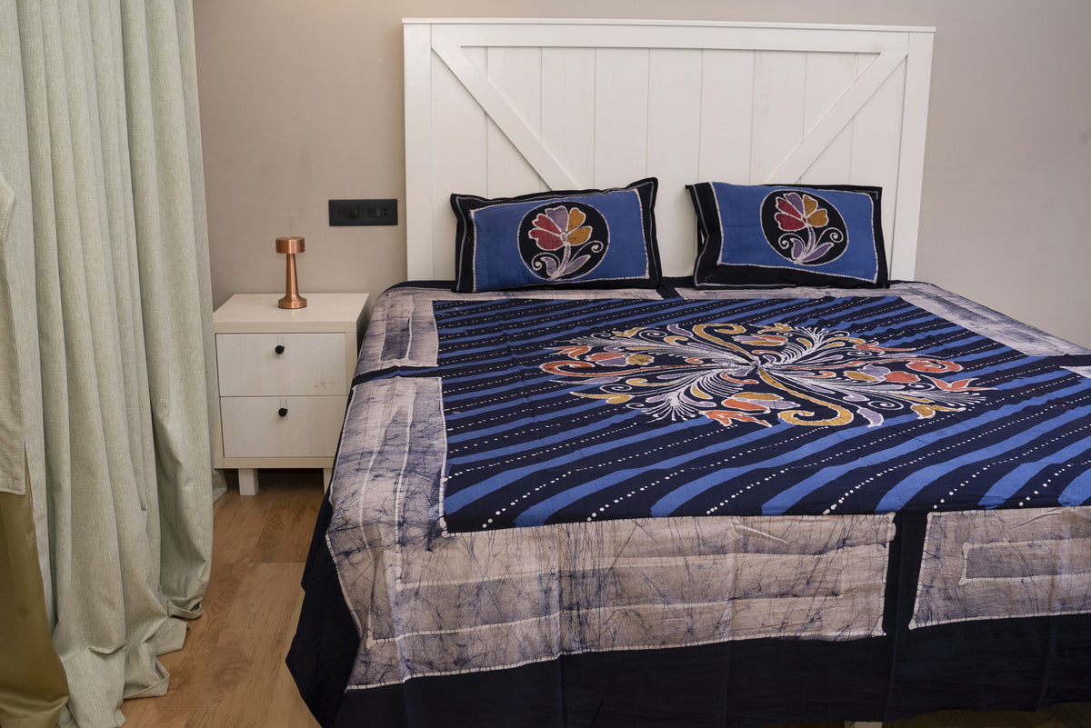Designer Cotton Multicolor Batik Bedsheet (Double)