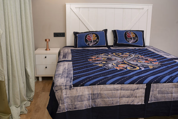 Designer Cotton Multicolor Batik Bedsheet (Double)
