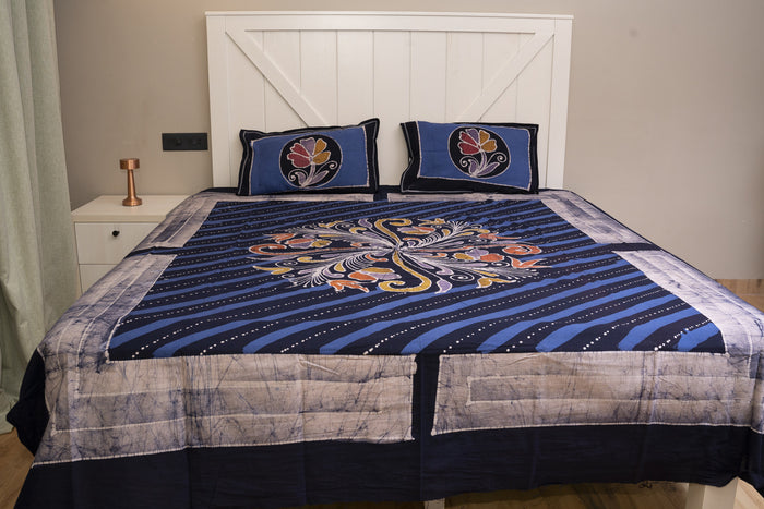 Designer Cotton Multicolor Batik Bedsheet (Double)