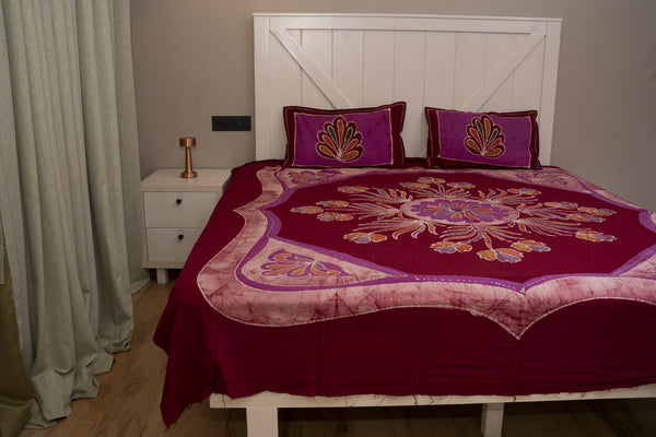Designer Cotton Multicolor Batik Bedsheet (Double)
