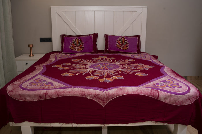 Designer Cotton Multicolor Batik Bedsheet (Double)