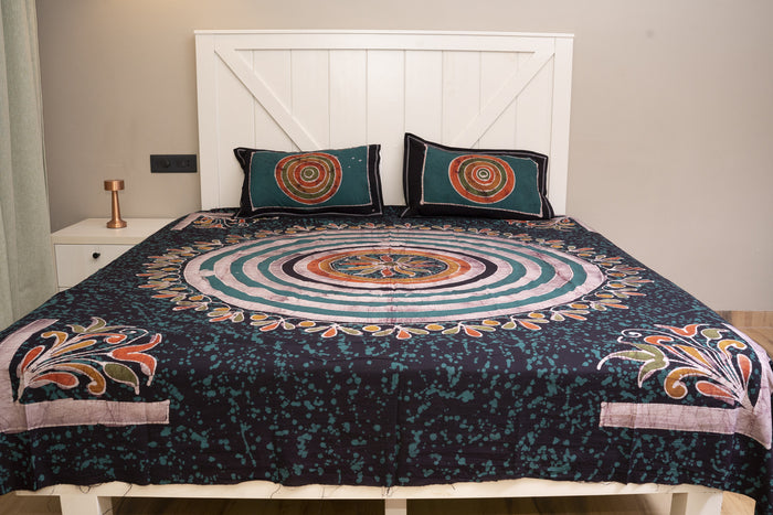 Designer Cotton Multicolor Batik Bedsheet (Double)