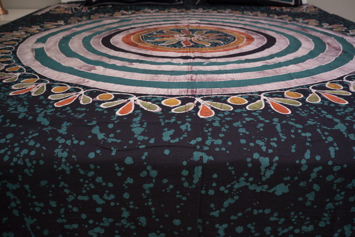 Designer Cotton Multicolor Batik Bedsheet (Double)