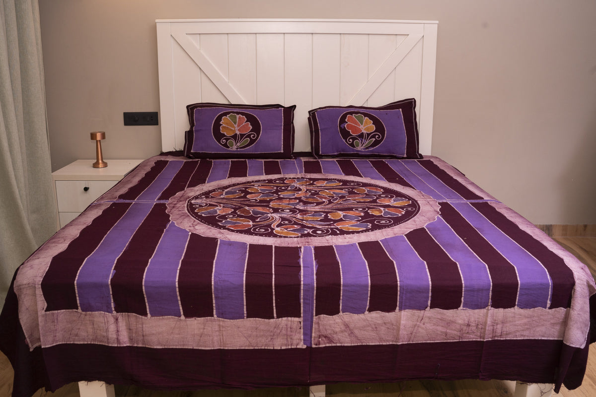 Designer Cotton Multicolor Batik Bedsheet (Double)