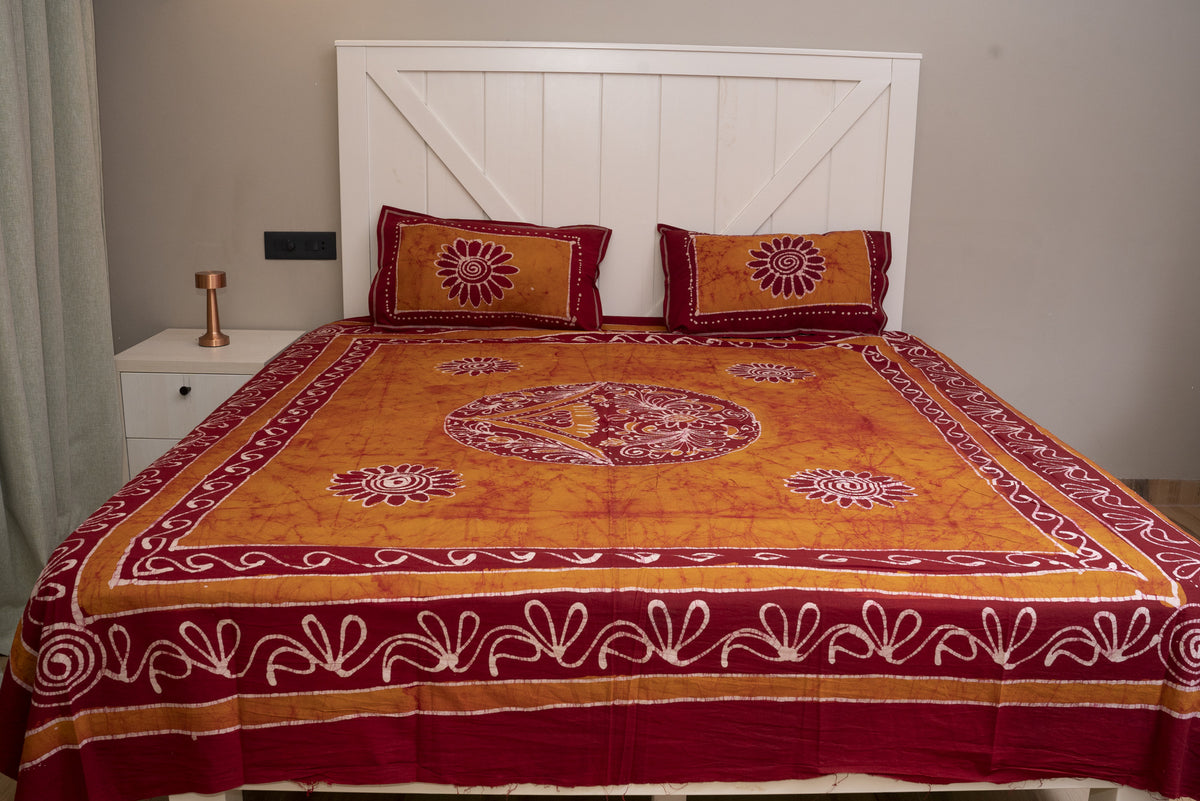 Crex Kalamkari Cotton Batik Bedsheet (Double)