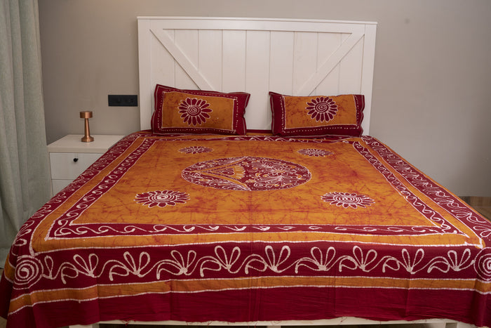 Crex Kalamkari Cotton Batik Bedsheet (Double)