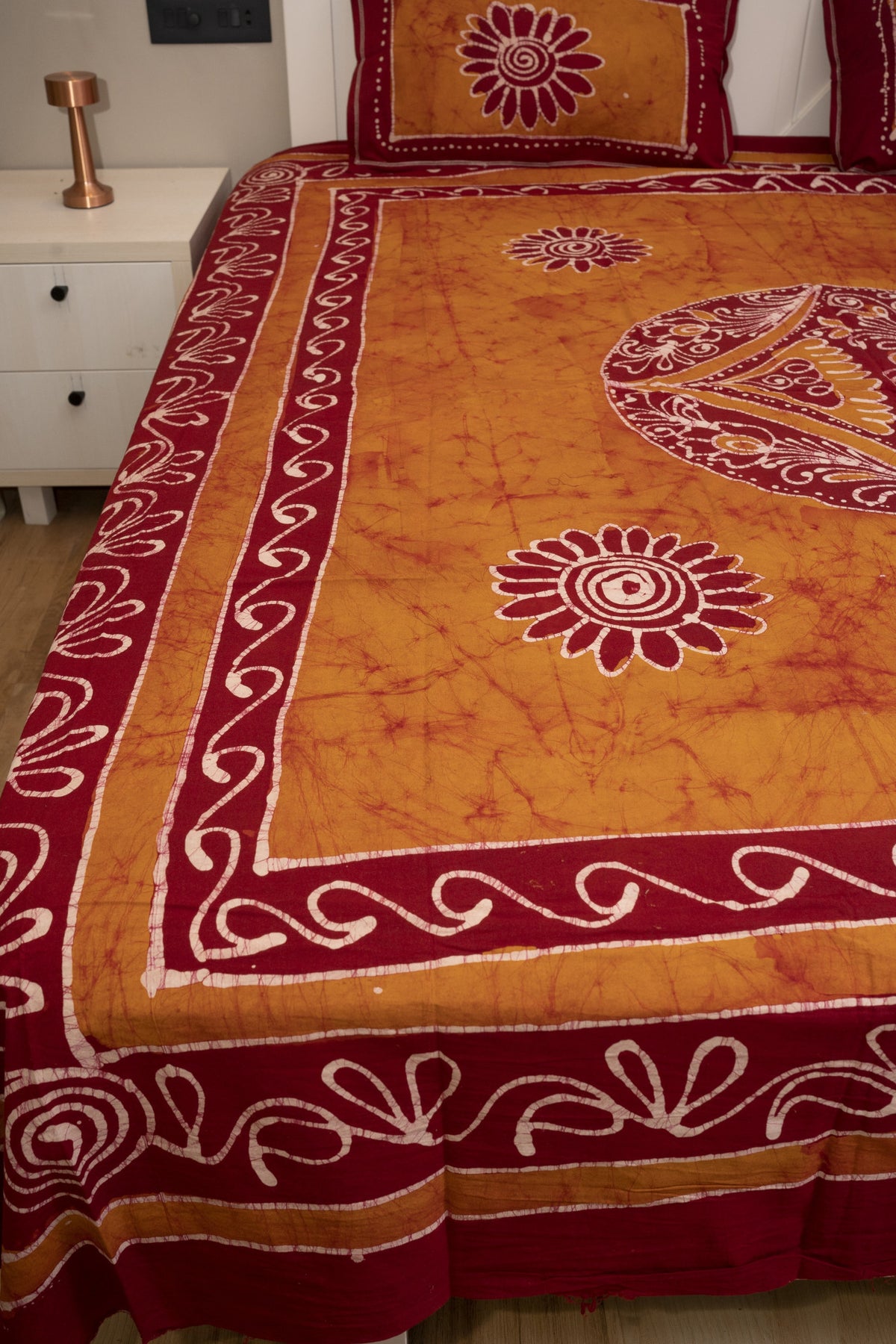 Crex Kalamkari Cotton Batik Bedsheet (Double)