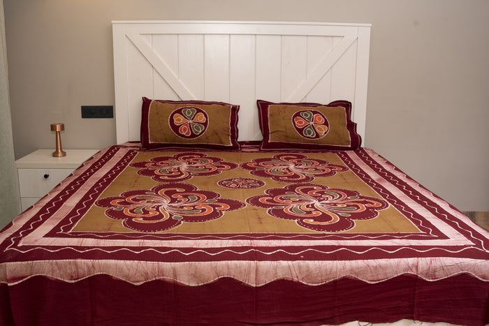 Designer Cotton Multicolor Batik Bedsheet (Double)