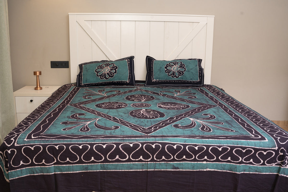 Crex Kalamkari Cotton Batik Bedsheet (Double)