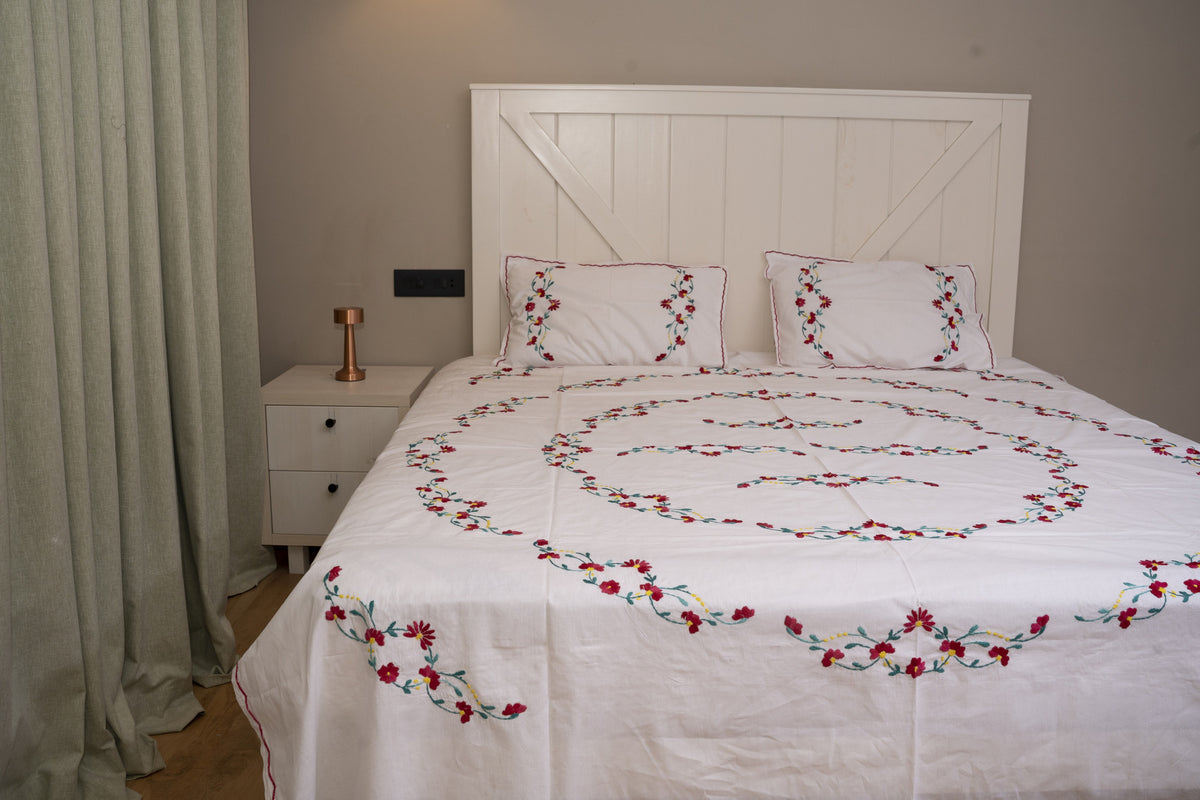 Cotton Ari Kantha Double Bedsheet