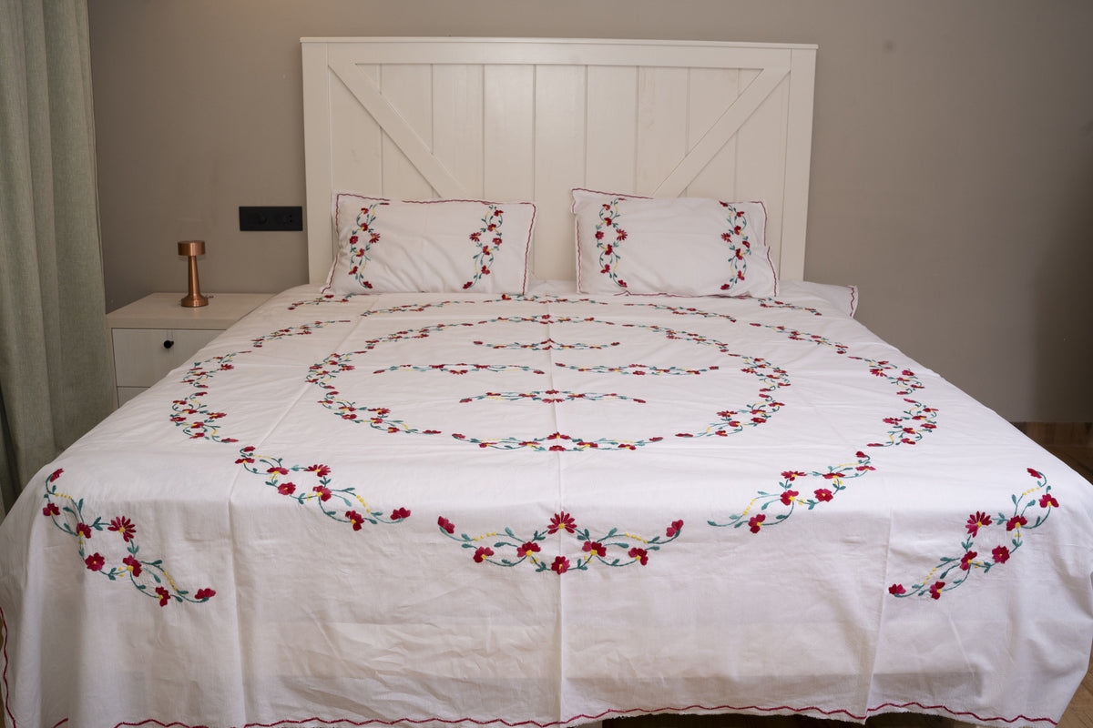 Cotton Ari Kantha Double Bedsheet