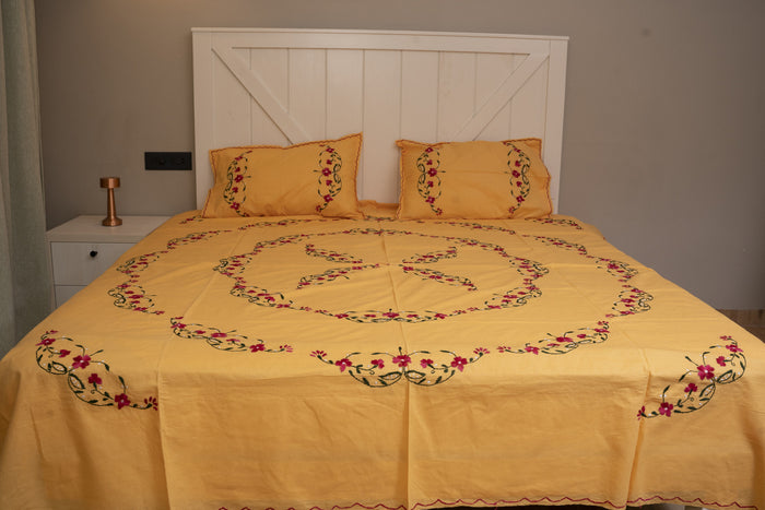 Cotton Ari Kantha Double Bedsheet