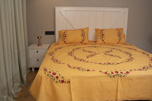 Cotton Ari Kantha Double Bedsheet