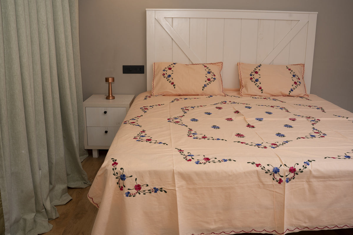 Cotton Ari Kantha Double Bedsheet