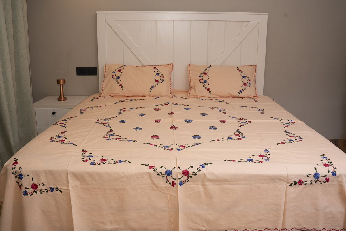 Cotton Ari Kantha Double Bedsheet