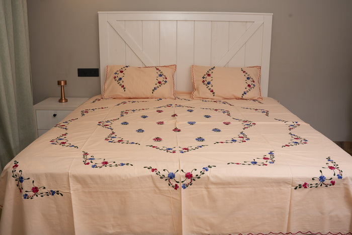 Cotton Ari Kantha Double Bedsheet
