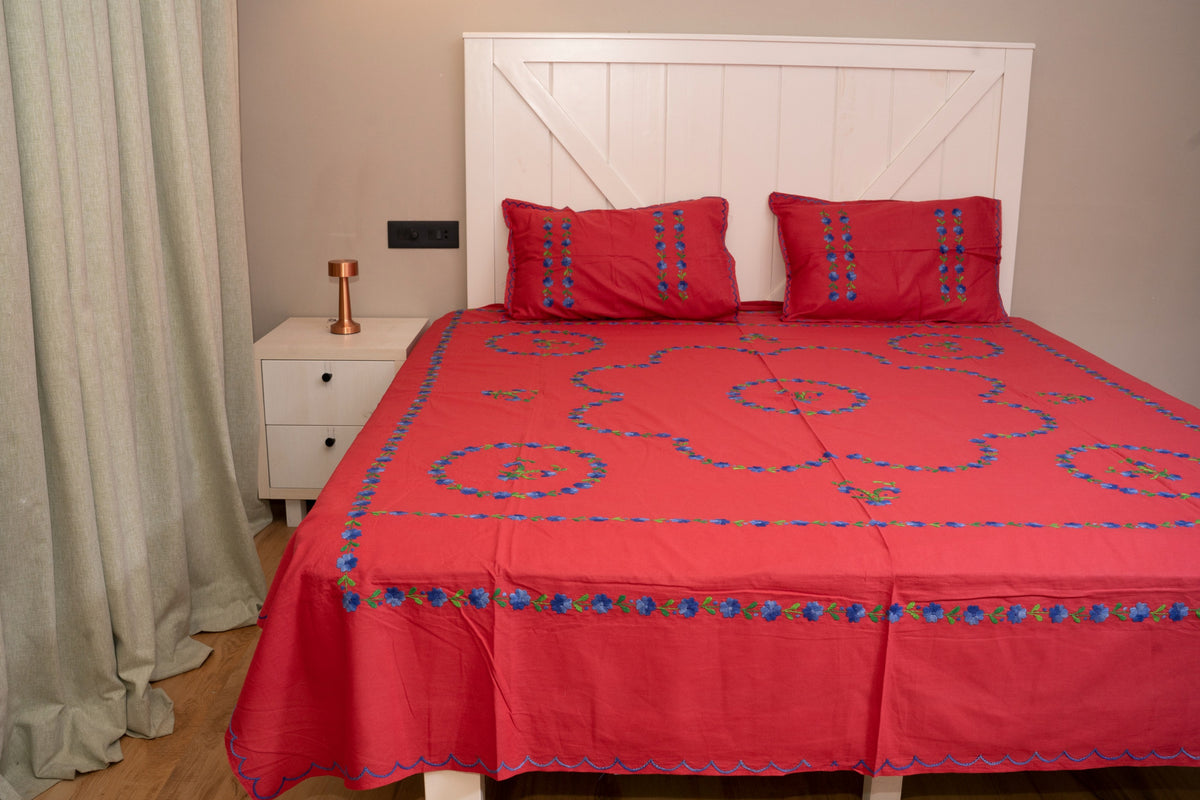 Cotton Ari Kantha Double Bedsheet
