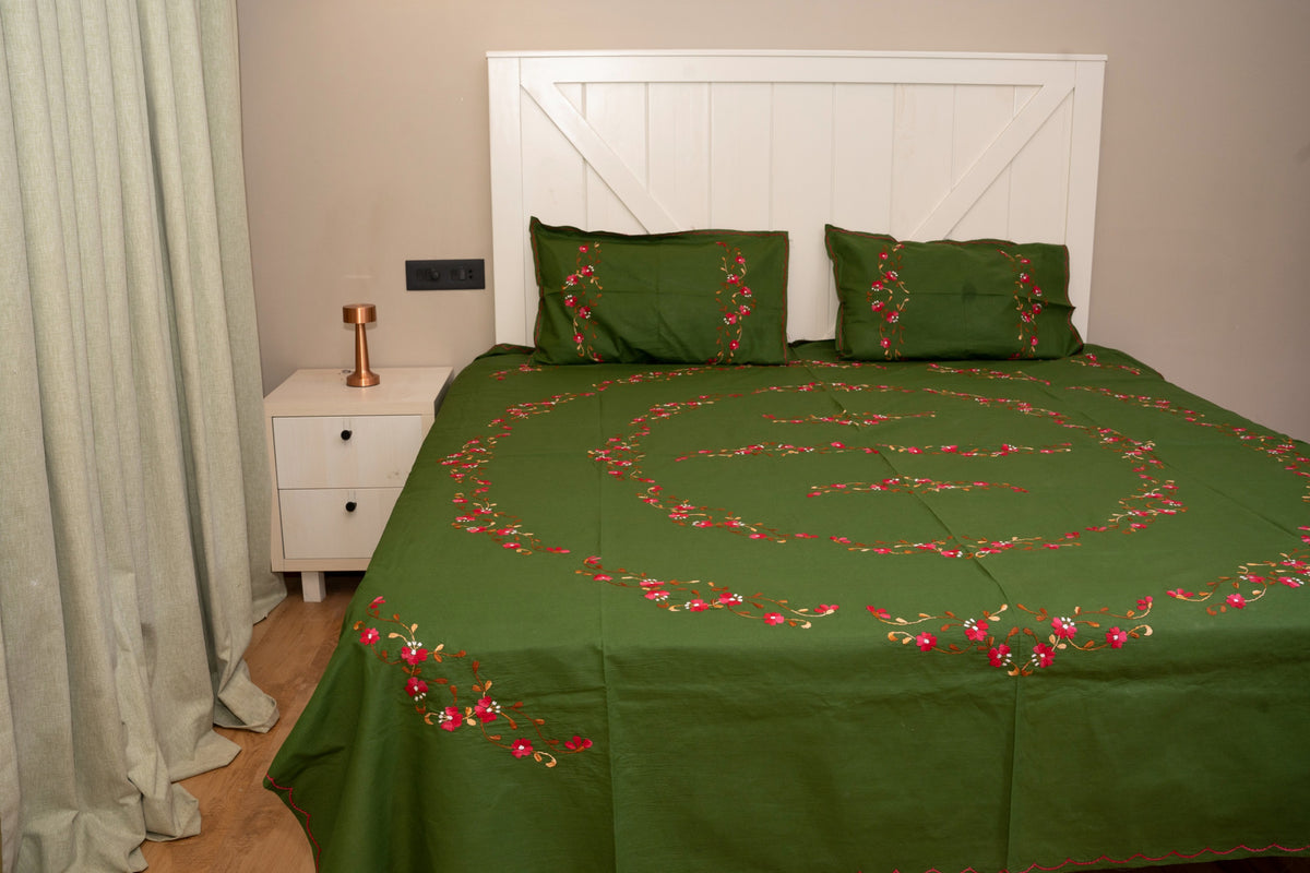 Cotton Ari Kantha Double Bedsheet