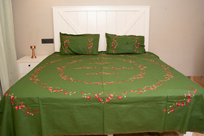 Cotton Ari Kantha Double Bedsheet