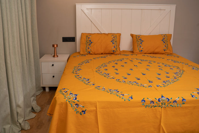 Cotton Ari Kantha Double Bedsheet