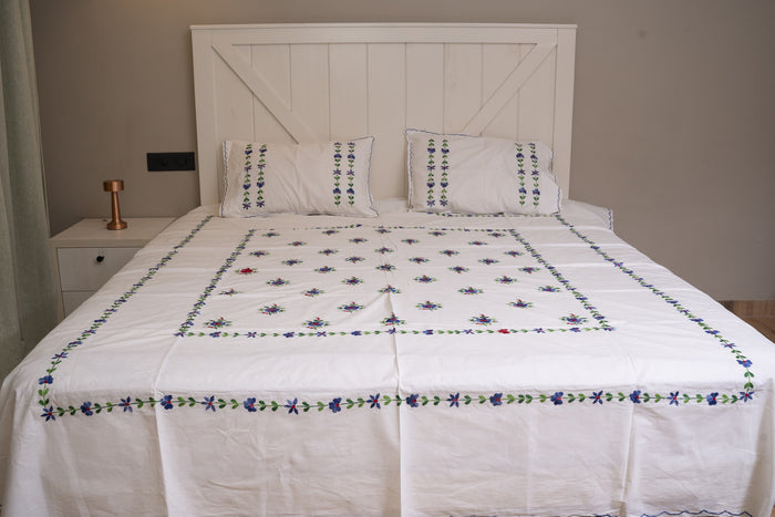 Cotton Ari Kantha Double Bedsheet