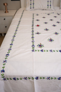 Cotton Ari Kantha Double Bedsheet