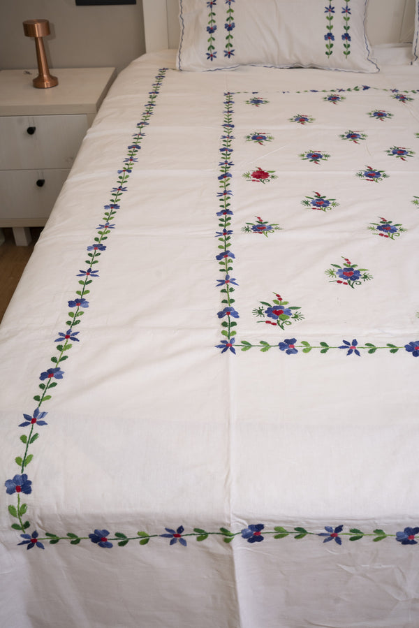 Cotton Ari Kantha Double Bedsheet