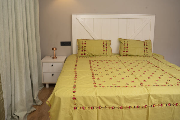 Cotton Ari Kantha Double Bedsheet
