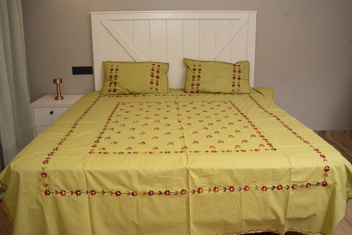 Cotton Ari Kantha Double Bedsheet