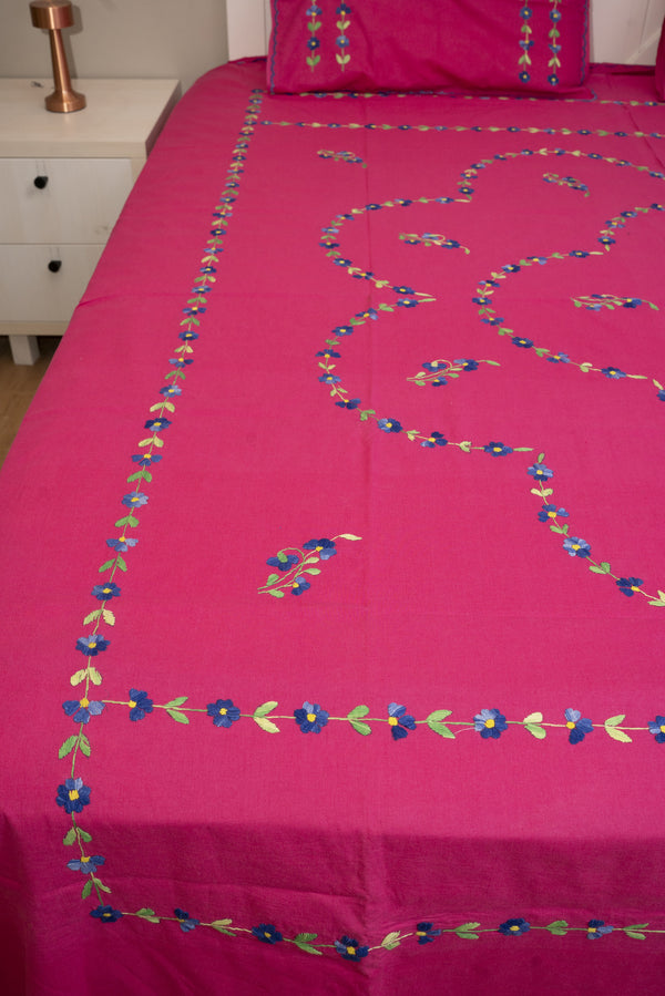 Cotton Ari Kantha Double Bedsheet