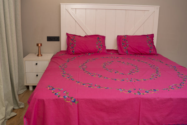 Cotton Ari Kantha Double Bedsheet