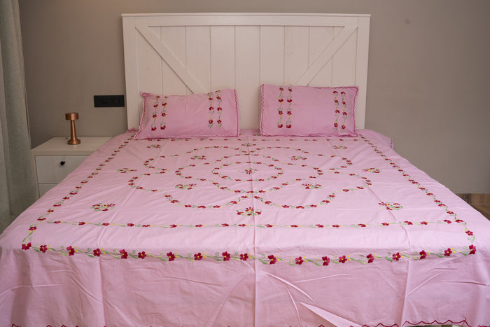 Cotton Ari Kantha Double Bedsheet