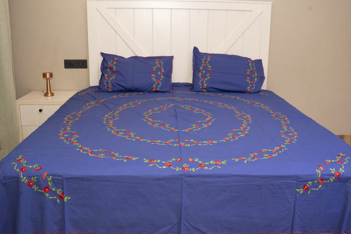 Cotton Ari Kantha Double Bedsheet