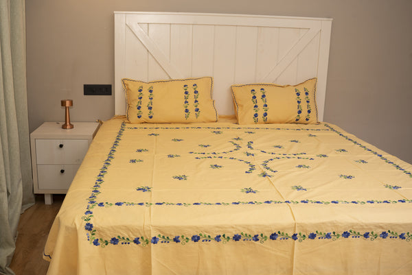 Cotton Ari Kantha Double Bedsheet