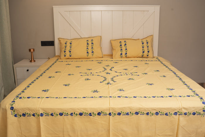 Cotton Ari Kantha Double Bedsheet