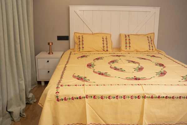 Cotton Ari Kantha Double Bedsheet