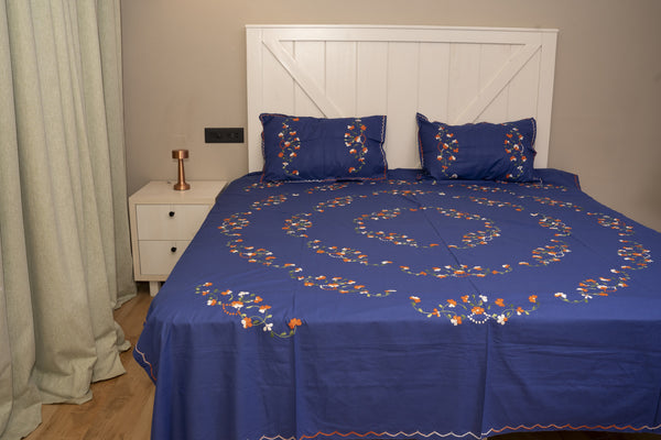 Cotton Ari Kantha Double Bedsheet