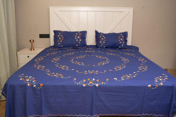 Cotton Ari Kantha Double Bedsheet