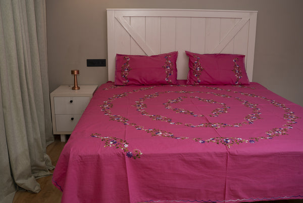 Cotton Ari Kantha Double Bedsheet